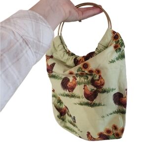 Chicken purse ! Cotton bag metal band, handmade,‎ adorable new.